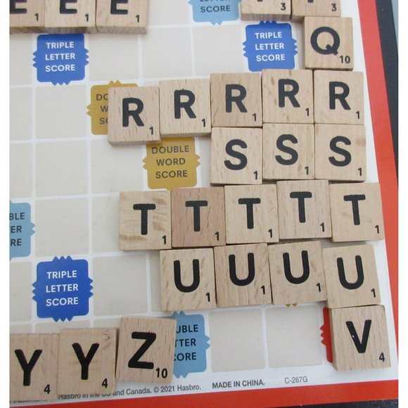 Scrabble Game Replacement Pieces Parts ~ 95 Wood Tiles - Black Bag Clean Cond. - Picture 5 of 7